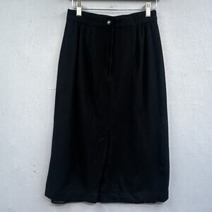VTG Sag Harbor Wool Skirt Small Black Business Career Old Money Academia Preppy